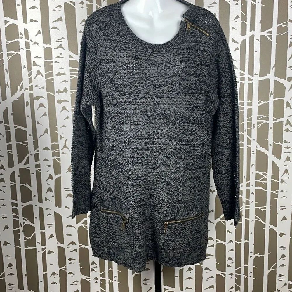 Effeci Woman Plus Size Longline Sweater 3X Charcoal Black